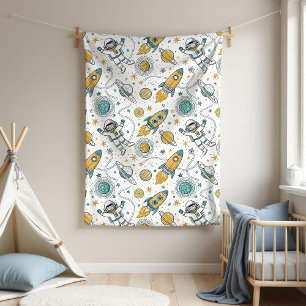 Baby Boy Space Blanket Planets & Rocket Design
