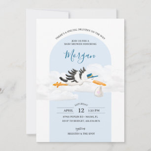 Baby Boy Special Delivery Stork Baby Shower Invitation