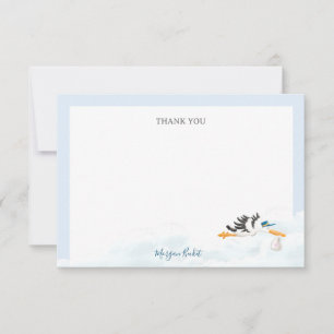Baby Boy "Special Delivery" Stork Baby Shower Thank You Card