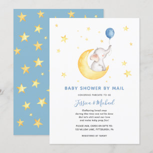 Baby Boy Star Elephant Baby Shower by Mail Invitation