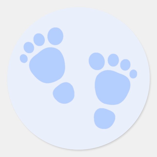 Baby Boy Sticker, Blue Feet Classic Round Sticker (Front)