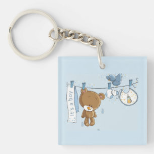 Baby Boy Teddy Bear Baby Keychain