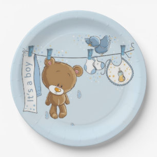 Baby Boy Teddy Bear Baby    Paper Plate