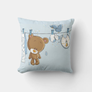 Baby Boy Teddy Bear Baby Throw Pillow
