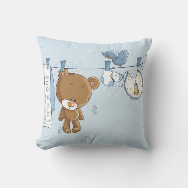 Baby Boy Teddy Bear Baby  Throw Pillow (Front)