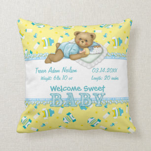 Baby Boy Teddy Bear Coussin