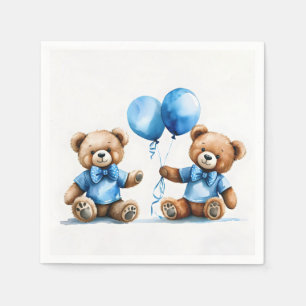 Baby Boy Teddy Bears With Balloons Napkin