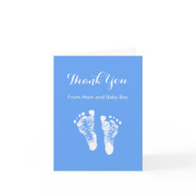 Baby Boy Thank You Cute Blue Newborn Footprints