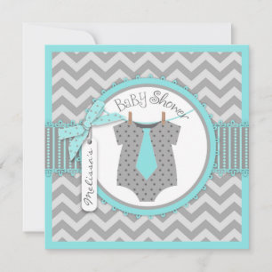 Baby Boy Tie Chevron Print Baby Shower Invitation