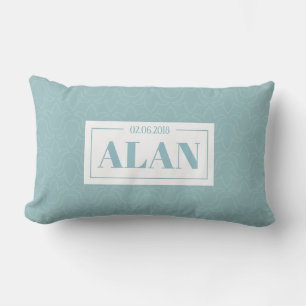 Baby boy toddler name and birth date nursery decor lumbar pillow
