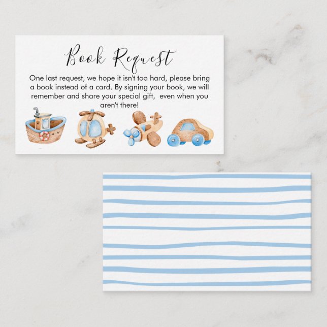 Baby Boy Toys Book request Card Insert (Front/Back)
