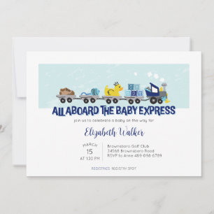Baby Boy Train thème Baby shower Invitation