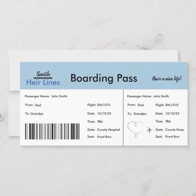 Baby Boy Travel Themed Pregnancy Announcement (Front)