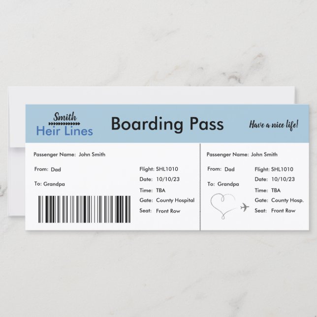 Baby Boy Travel Themed Pregnancy Announcement (Front)