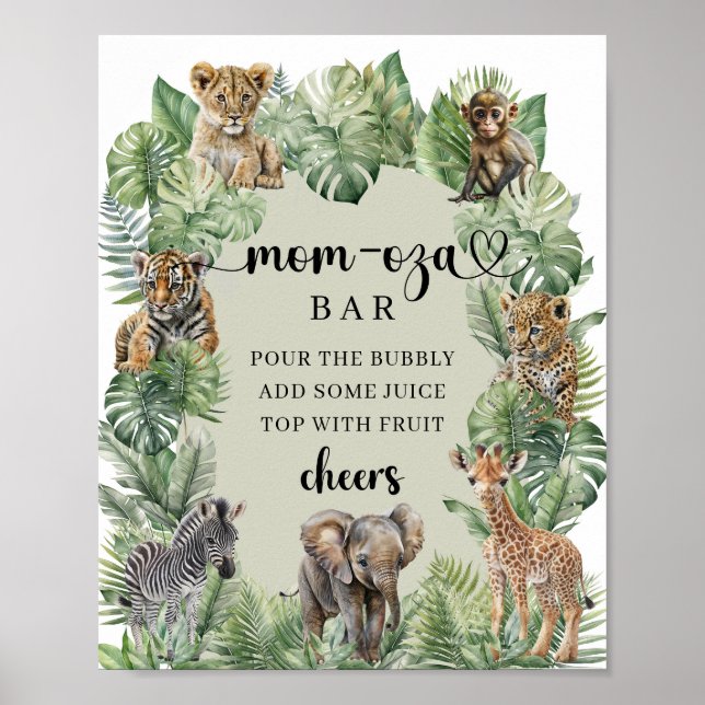 Baby Boy Tropical Jungle Safari Mom-osa bar Sign (Front)