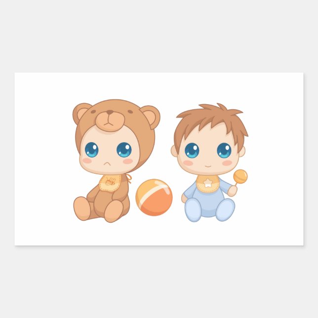 Baby Boy Twins Bear Jumpsuit Sticker (Front)