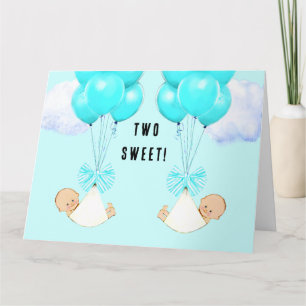 Baby Boy Twins Congrats Card