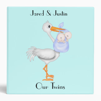 Baby Boy Twins Stork Photo Album Binder