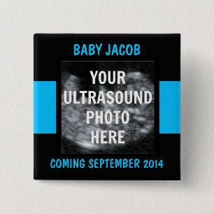 Baby Boy Ultrasound Photo 2 Inch Square Button