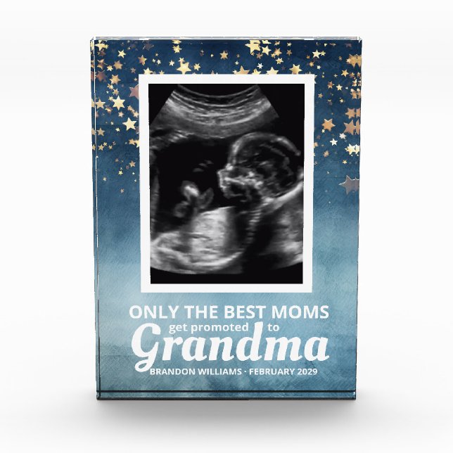Baby Boy Ultrasound Pregnancy Announcement Photo Block (Front)
