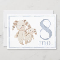 Baby Boy Watercolor Milestone Eight Month Old Card