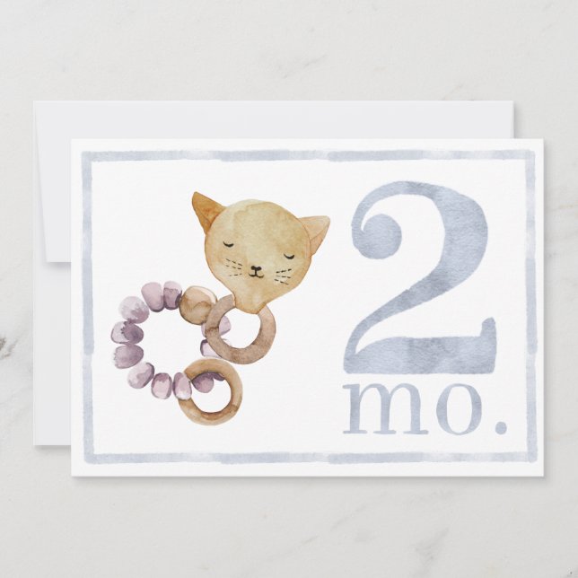 Baby Boy Watercolor Milestone Two Month Old Card (Front)
