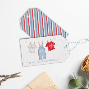 Baby Boy Whimsical Denim Blue Baby Shower Gift Tags