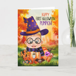 Baby Boy Wizard's First Halloween Holiday Card