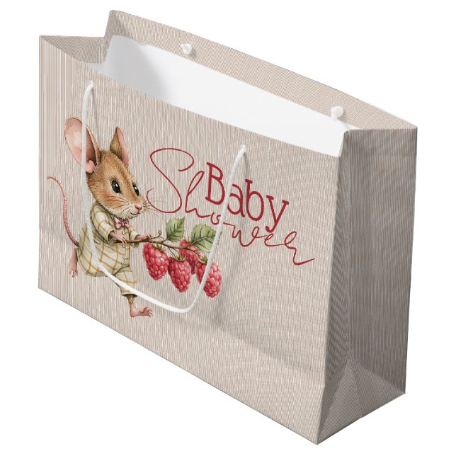 Baby Boy Woodland Animal Shower Large Gift Bag (Front Angled)