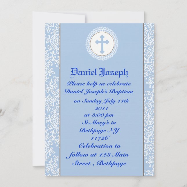 Baby Boys Baptism/Christening Invitation (Front)