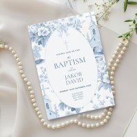 Baby Boys Blue Floral Toile Baptism