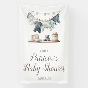 Baby Boy's Clothesline Baby Shower Welcome Sign