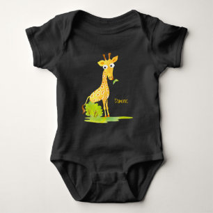 Baby Boys Watercolor Giraffe Personalized Animal Bodysuit