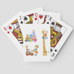 Baby Boys with Nursery Train Giraffe and Wagon  Playing Cards