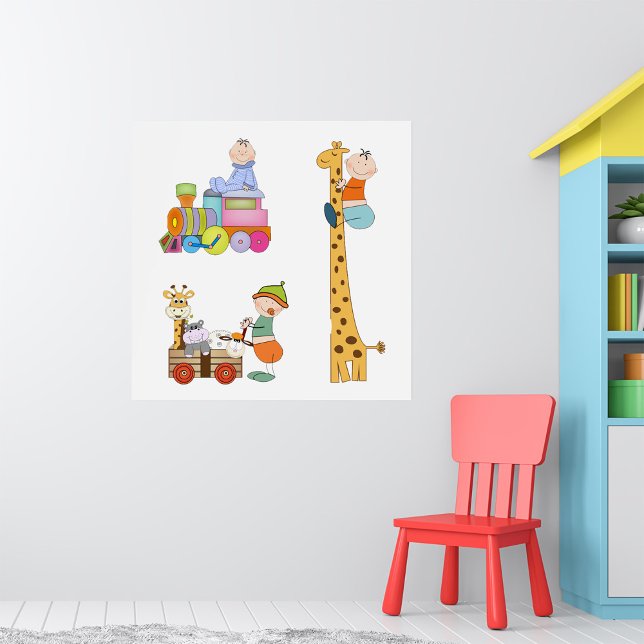 Baby Boys with Nursery Train Giraffe and Wagon  Poster (Creator Uploaded)