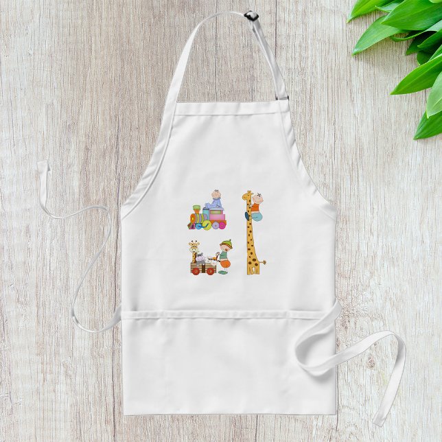 Baby Boys with Nursery Train Giraffe and Wagon  Standard Apron (Creator Uploaded)