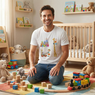 Baby Boys with Nursery Train Giraffe and Wagon  T-Shirt