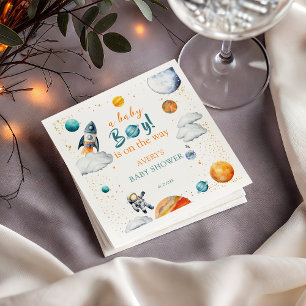 Baby BoyWatercolor Space Baby Shower Planet Napkin