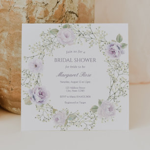 Baby Breath and Purple Roses Bridal Shower Invitation
