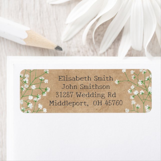  Baby Breath Floral Rustic Boho Cute Return Adress (Insitu)