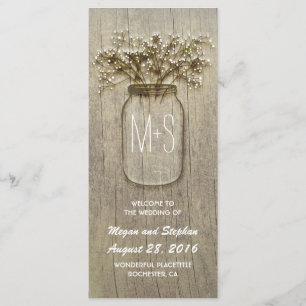 baby' breath mason jar rustic wedding program
