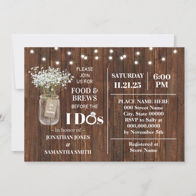 Baby Breath's Food & Brews Before I do Shower Invitation (Front)