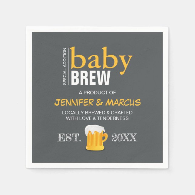 Baby Brew Couple's Beer Baby Shower Napkin (Front)
