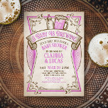 Baby Brewing Baby Shower Invitation<br><div class="desc">Celebrate the big day with style and humour with this vintage beer birthday design. The golden typography is elegant and evokes a cool glass of beer,  giving it a classic retro vintage feel. Perfect for couple in your life who loves their lagers,  ales,  and other beers.</div>