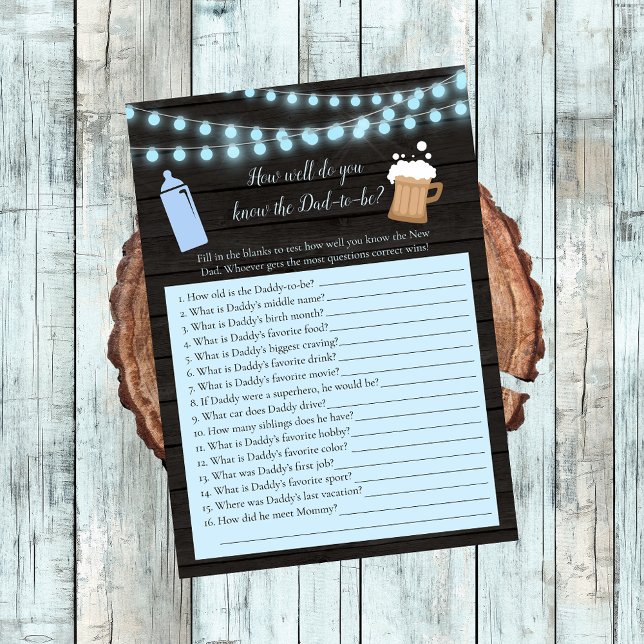 Baby Brewing Blue Who Knows Dad-To-Be Best Game Invitation (Creator Uploaded)