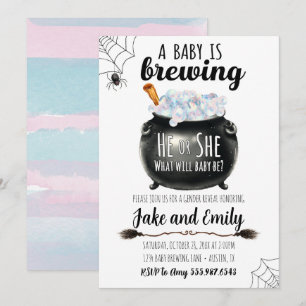 Baby Brewing Gender Reveal He or She Invitation