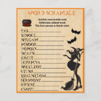 Baby Brewing Shower Halloween Witch Scramble Game