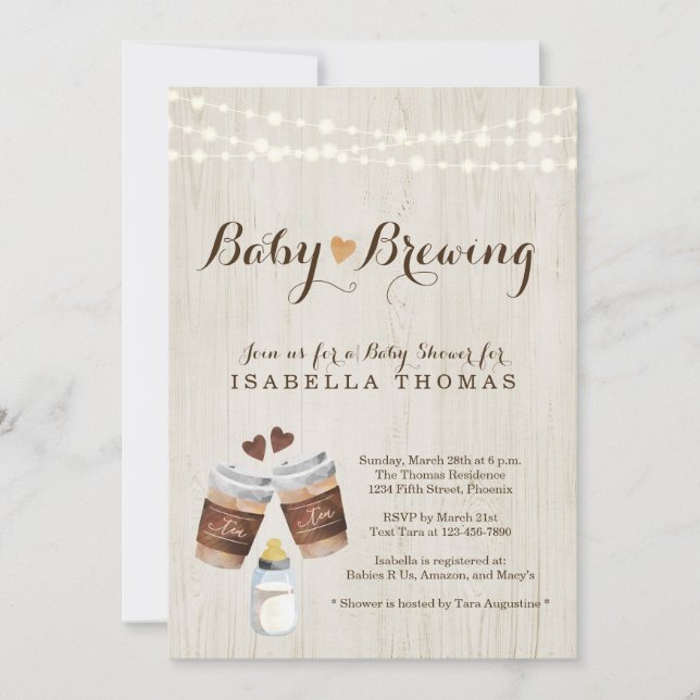 Baby Brewing Tea Party Baby Shower Invitation (Front)
