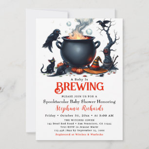 Baby Brewing Witch Cauldron Halloween Baby Shower Invitation