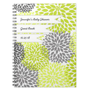 Baby Bridal Shower Guest Book chartreuse grey